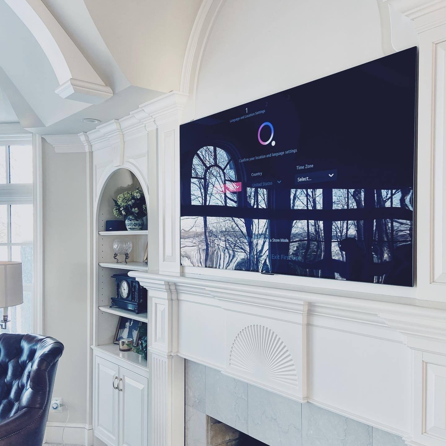 TV mounted on wall TV mounted on wall